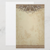 Beige Lace Wedding Briefpapier (Voorkant / Achterkant)