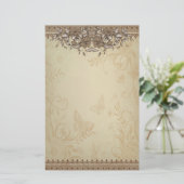 Beige Lace Wedding Briefpapier (Staand voorkant)