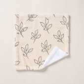 Beige Leaf Bathroom Towel Set (Gant de toilette)