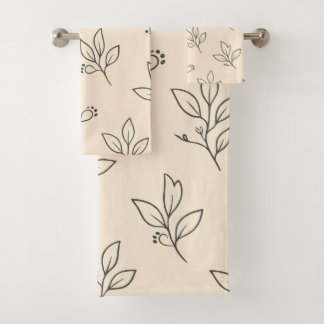 Beige Leaf Bathroom Towel Set Bad Handdoek