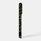 Beige Leaf Pattern op Black Background Custom iPhone Hoesje (Rechterkant)