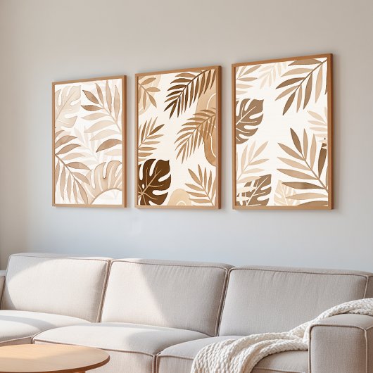 Beige Leaf Zen Minimalistische Muurkunst Muurkunst Sets