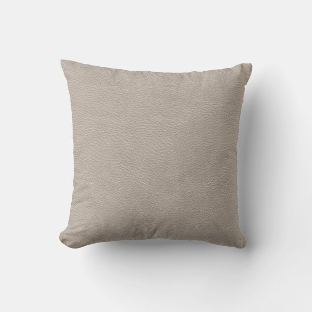 Beige Leather Print Textern Kussen (Voorkant)