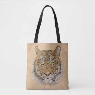 Beige leer en tijger draagtas