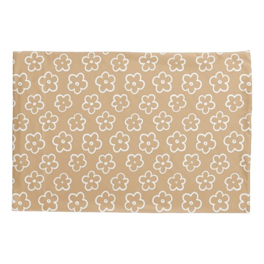 Beige Levendige Y2K Wildflower Bold Retro Spring Kussensloop (Achterkant)
