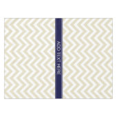 Beige Lg Chevron Navy Blue Name Monogram Tafelkleed (Voorkant (Horizontaal))