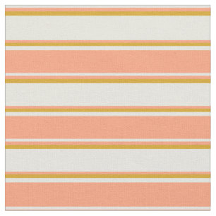 Beige, lichte zalm en gekleurde gouden strepen stof