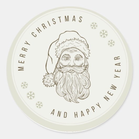 Beige lichtgroene vrolijke kerst STICKER (Voorkant)
