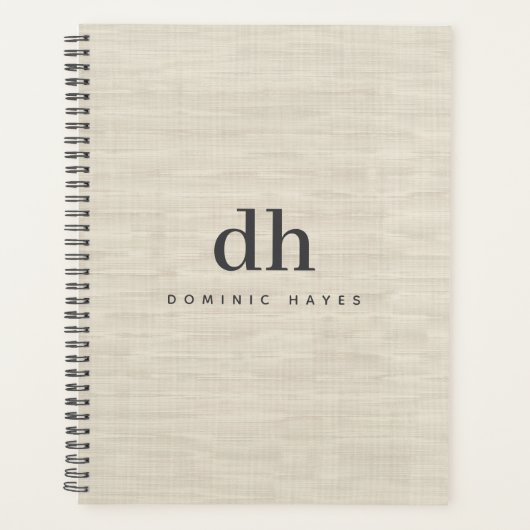Beige Linen Creme Texture Minimal Elegant Monogram (Devant)