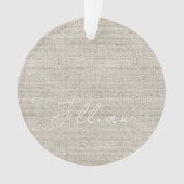 Beige Linen Fabric Witte NAAM Timeless Keepomwille Ornament (voorkant)