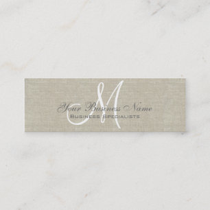 Beige Linen Gray Simple Plain Monogram Mini Visitekaartje