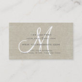 Beige Linen Gray Simple Plain Monogram Visitekaartje (Achterkant)