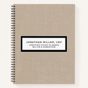 Beige Linen Name Title Company Notitieboek