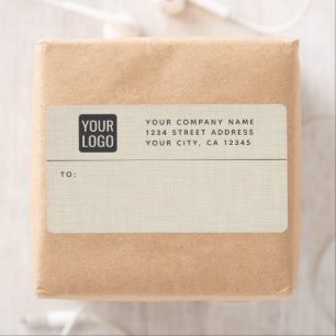 Beige Linnen Creme Textuur Eenvoudig Elegant Monog Etiket