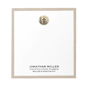 Beige Linnen Elegant Notitieblok met Gouden Logo