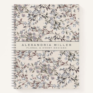 Beige linnen en grijs elegant Dainty Floral Patter Notitieboek