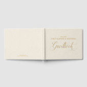 Beige Linnen Goud Gastenboek Script Typografie (Volledig)