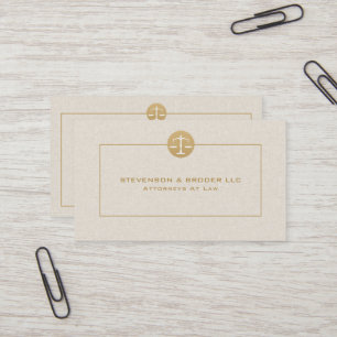 Beige Linnen & Gouden Logo & Typografie Visitekaartje