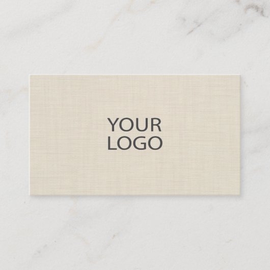 Beige linnen minimalistische scanbare QR-code Logo Visitekaartje (Voorkant)