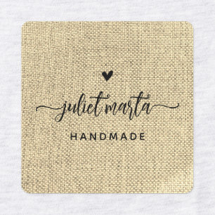 Beige linnen op maat gemaakte strijklabel voor amb labels