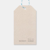 Beige linnen Simple Script Welcome Huwelijk Gesche Cadeaulabel (Achterkant)