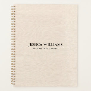 Beige linnen textuur eenvoudige zwarte typografie planner
