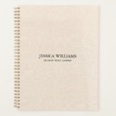 Beige linnen textuur eenvoudige zwarte typografie planner (Voorkant)