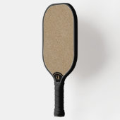 Beige linnen textuur minimaal monogram pickleball paddle (Links)