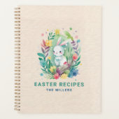 Beige linnen textuur Schattigee paashaas Planner (Voorkant)
