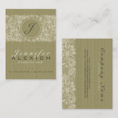 Beige Linnen & Wit  Linnen & Kant 2 Visitekaartje (Voorkant / Achterkant)