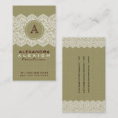 Beige Linnen & Wit  Linnen & Kant Visitekaartje (Voorkant / Achterkant)