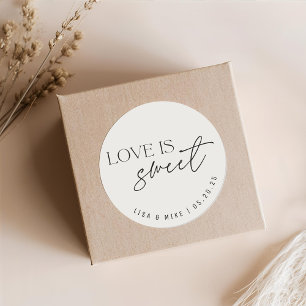 Beige Love is Sweet Trouwgeschenk Ronde Sticker