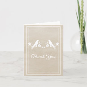 Beige Lovebird Floral Hartelijk dank Bedankkaart
