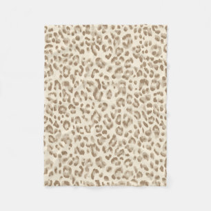 Beige luipaardprint fleece deken