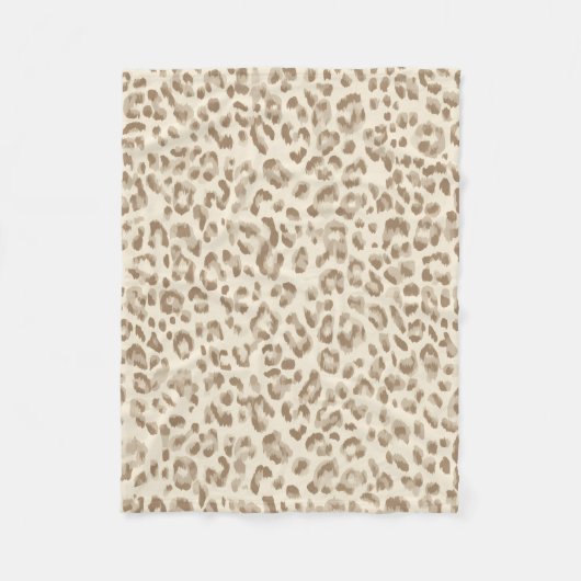 Beige luipaardprint fleece deken (Voorkant)