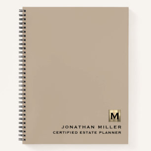 Beige Luxury Gold Initiaal Logo Notitieboek