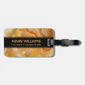 Beige Marble Stone Print Monogramed Bagagelabel (Achterkant horizontaal)