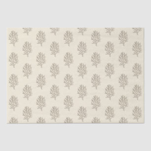 Beige Marine Life Corals Patroon Tissuepapier
