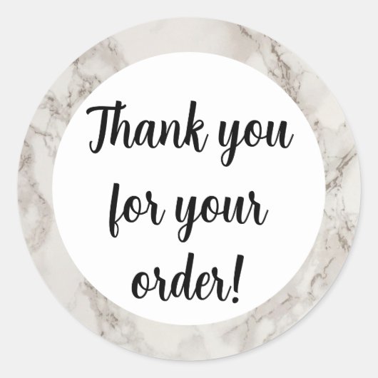 Beige marmer dank u ronde sticker (Voorkant)