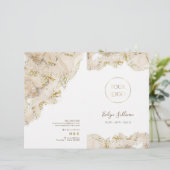 Beige marmering design service menu brochure (Staand voorkant)