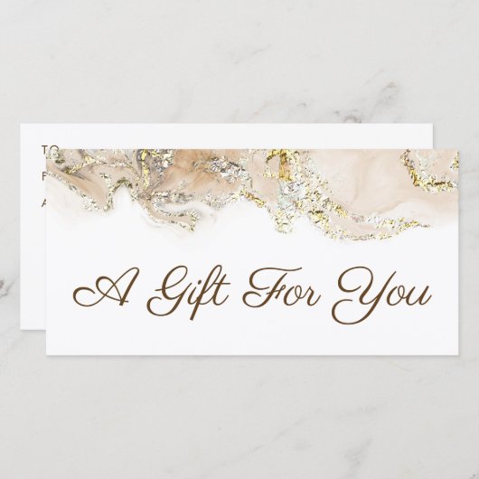 beige marmering ontwerp cadeaubon (Voorkant / Achterkant)