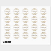 Beige marmering ontwerp dank u ronde sticker (Vel)