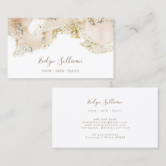 beige marmering ontwerp visitekaartje (Voorkant / Achterkant)