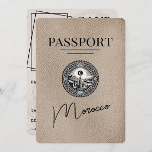 Beige Marokko Paspoort Bewaar de datum Save The Date
