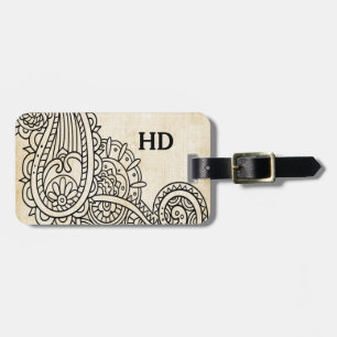 Beige Mehndi Motif Bagagelabel