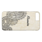 Beige Mehndi Motif iPhone 7 Plus Coque (Dos (Horizontal))