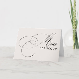 Beige Merci Beaucoup Elegante Calligrafie Bedankt