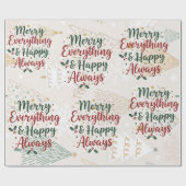 Beige Merry Christmas Gift Wrap with Tree Design Cadeaupapier (Vlak)