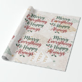 Beige Merry Christmas Gift Wrap with Tree Design Cadeaupapier (Uitgerold)