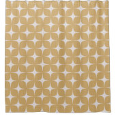 Beige Mid Century Modern  Boho geometrisch Douchegordijn (Voorkant)